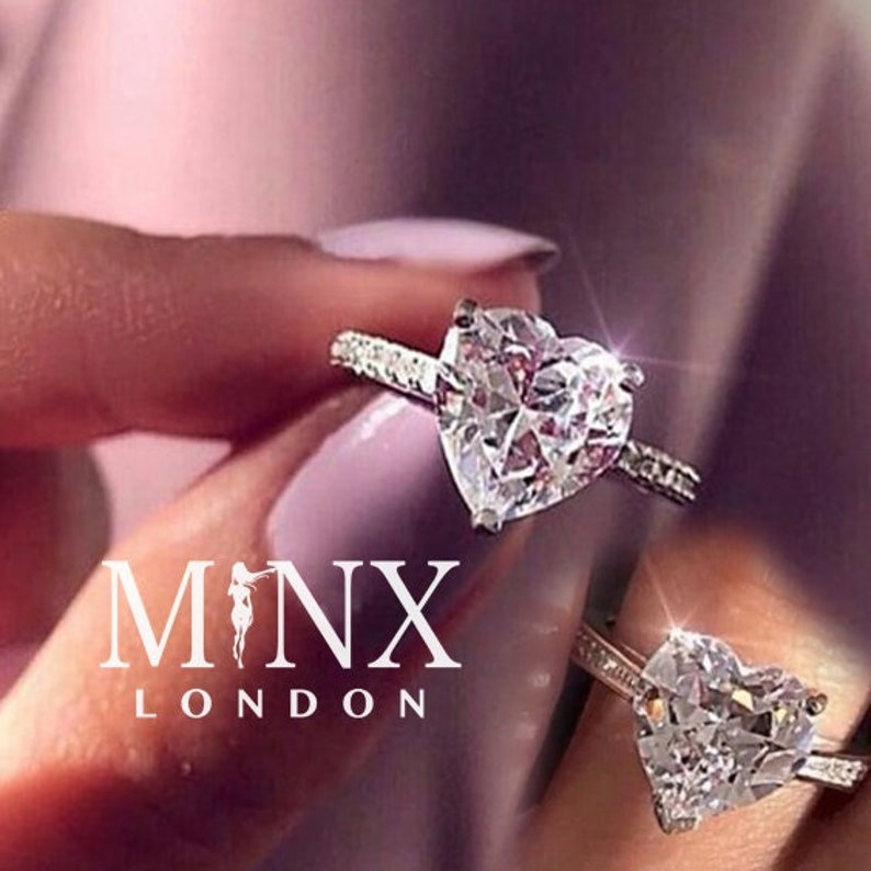 Heart Ring Heart Shaped Ring Heart Shape Ring Diamond Etsy UK