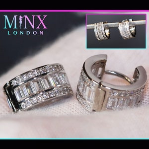 Iced Out Earrings | Baguette Cut Diamond Earrings | Womens Earrings | Mens Diamond Earrings | Diamond Hoop Earrings | Hip Hop Earrings