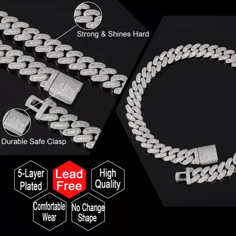 Cuban Link Chain Iced Out Chain Iced Out Necklace Iced Etsy