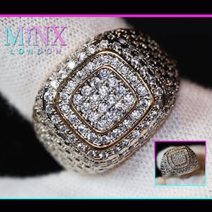 Mens Gold Diamond Ring | Mens Gold Ring | Mens Iced Ring | Iced Out Ring | Womens Big Gold Ring | Big Diamond Ring|