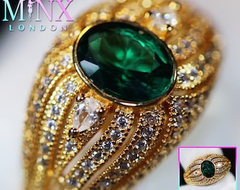 Gold Green Diamond Ring | Green Diamond Ring | Women's Gold Wedding Ring | Green Oval Cut Diamond Diamond Ring | Gold Green Diamond Ring