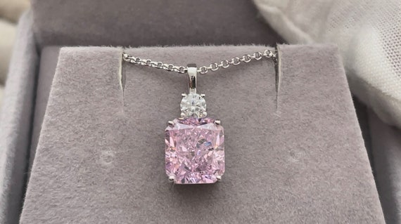 アクセサリー Diamond pendant 5.00 CT Radiant Diamond Necklace | Pink Diamond Pendant