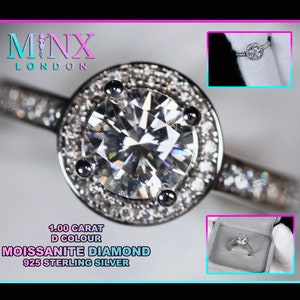 Moissanite Engagement Ring | Womens Lab Diamond Engagement Ring | Halo Wedding Ring | Moissanite Ring | Womens Moissanite Diamond Ring