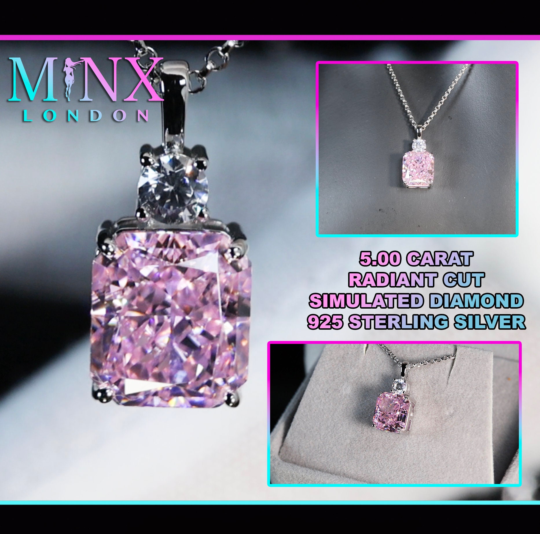 アクセサリー Diamond pendant 5.00 CT Radiant Diamond Necklace | Pink Diamond Pendant