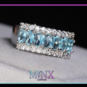 Aquamarine Blue Diamond Ring | Womens Fancy Blue Diamond Ring |  Aquamarine Diamond Ring | Blue Oval Diamond Ring | Blue Gemstone Ring