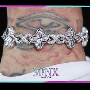 Infinity Link Bracelet | Men&#39;s Diamond Bracelet | Diamond Clover Bracelet | Cross Bracelet | Iced Out Bracelet | Hip Hop Clover Bracelet