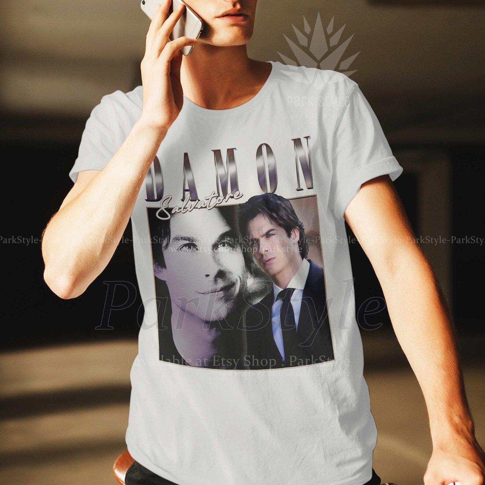 Damon Salvatore shirt vampire tee retro vintage 90