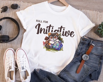 Dungeons and Dragons Shirt, D&D T-Shirt, cute cat shirt, D20 cat shirt, light T-Shirt, unisex shirt, fantasy apparel