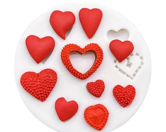 Surtido Mini Molde de Corazones - Molde de San Valentín, Moho de corazón, Resina, cera, fondant, molde de chocolate