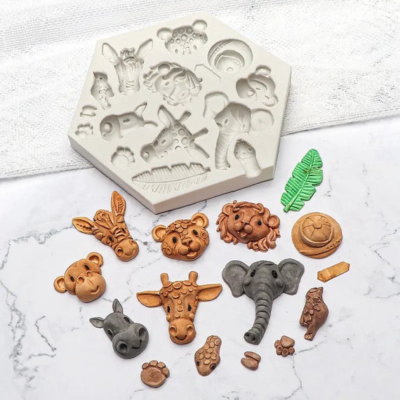 silicone mold safari animal fondant molds