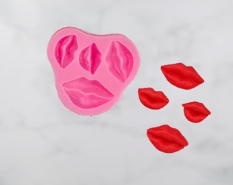 Lips Silicone Mold - 4 pc kiss lips mold, fondant mold, wax mold, chocolate mold