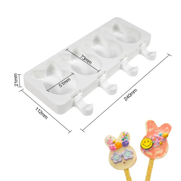 4 hole Popsicle mold bunny rabbit Easter Silicone Ice Cream