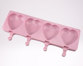 4 Cavity Large Smooth Heart Cakesicle Mold - Cake pop Mold and popsicles sticks