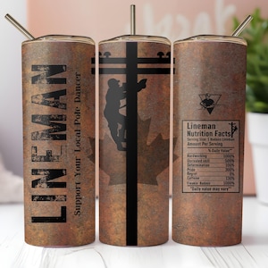 Lineman Tumbler Wrap, Canadian Lineman Nutrition Facts, Seamless Funny 20oz Skinny Tumbler Sublimation, Instant PNG Download