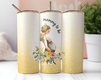 Involucro per bicchiere da gravidanza, avvolgente per bicchiere skinny da 20 once con glitter senza soluzione di continuità, download PNG istantaneo