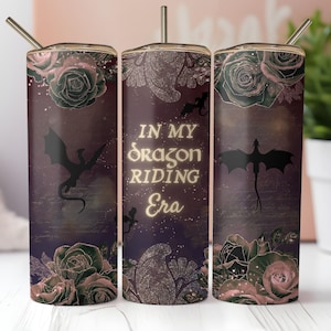 Dragon Romantasy Tumbler Wrap, 20oz Skinny Tumbler Sublimation, Instant PNG Download