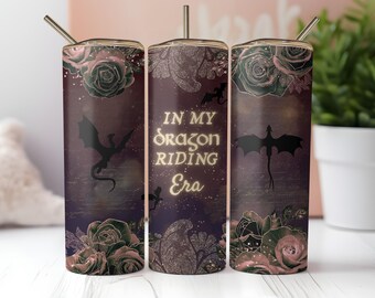 Dragon Romantasy Tumbler Wrap, bicchiere sottile da 20 once, stampa a sublimazione, download PNG istantaneo