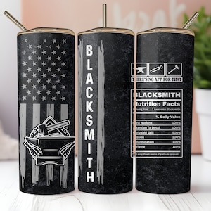 Blacksmith Tumbler Wrap, Blacksmith Nutrition Facts, American Flag 20oz Skinny Tumbler Wrap Sublimation Instant PNG Download
