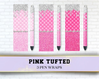 Involucri per penne trapuntate rosa, involucri per penne Joy con inchiostro epossidico con inchiostro epossidico per scivoli glitterati Glam di lusso, download PNG istantaneo