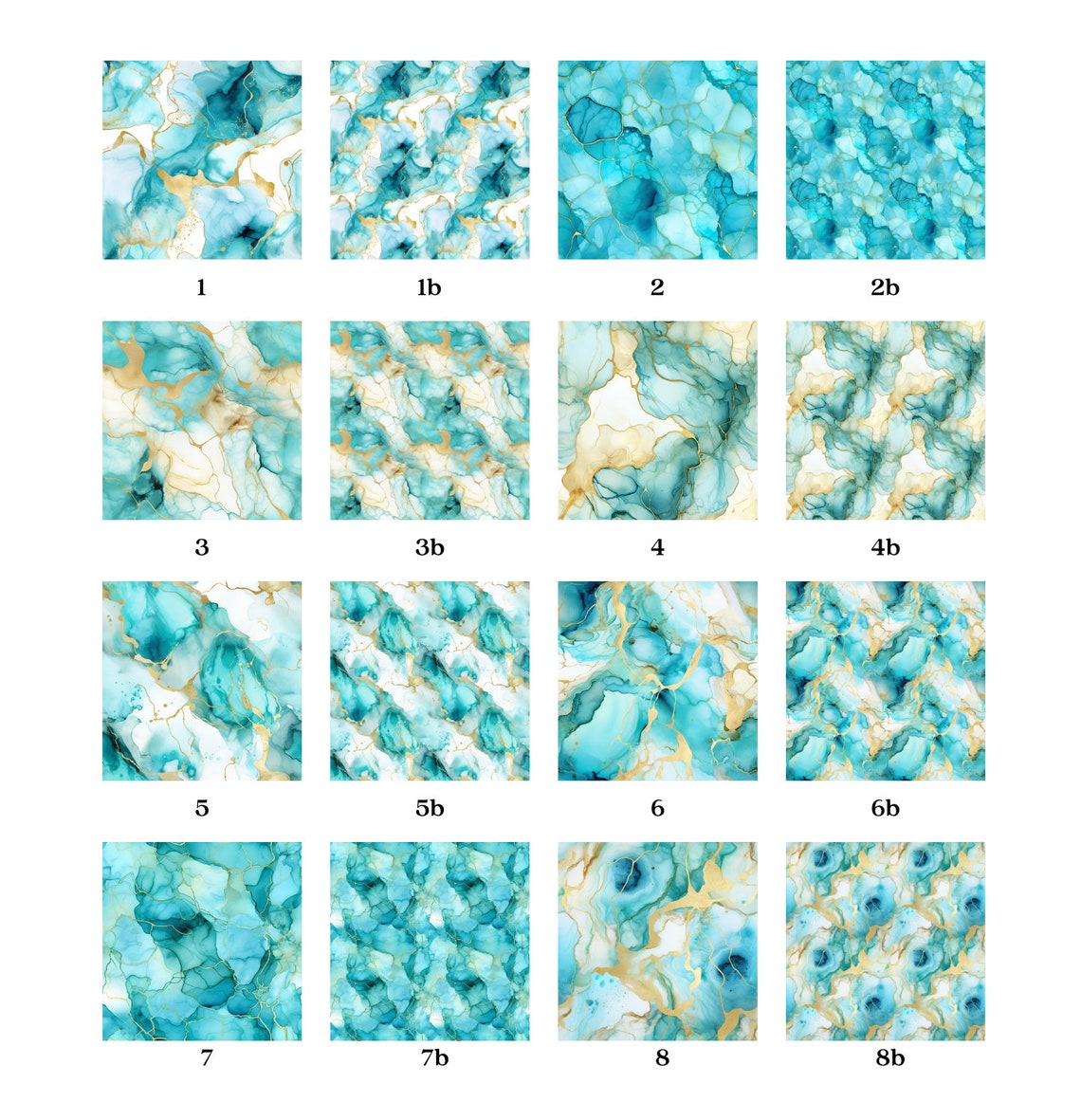 Alcohol Ink Seamless Patterns, Larimar Blue Green Turquoise Gold ...