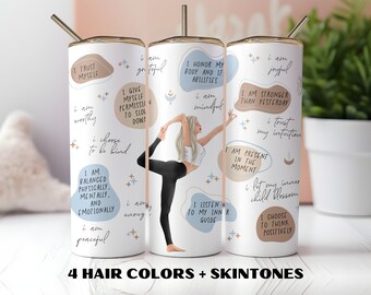 Yoga Tumbler Wrap, Boho Positive Daily Promemoria, Yogi Affermazioni 20oz Skinny Tumbler Sublimazione, Download PNG istantaneo
