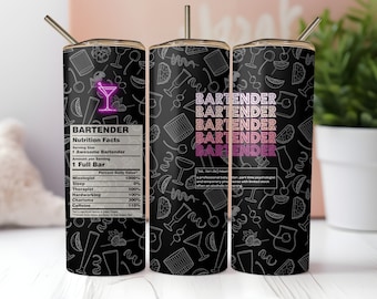 Wrap per tumbler da barista, informazioni nutrizionali per baristi, wrap per tumbler sottile senza cuciture da 20 once, download immediato di PNG
