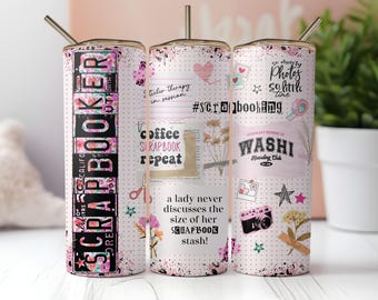 Tumbler Wrap per scrapbooking, tumbler sottile rosa da 20 once per scrapbooking, sublimazione, download immediato di PNG