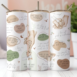 Mom Reminders Tumbler Wrap, Boho Newborn Mom Seamless 20oz Skinny Tumbler Sublimation, Instant PNG Download