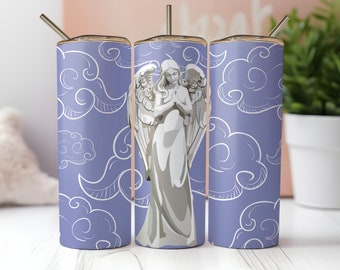 Angel Tumbler Wrap,  Seamless 20oz Skinny Tumbler Sublimation Design, Instant PNG Download