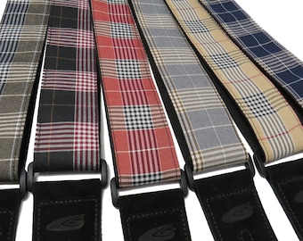 Plaid Tarten Retro Tweed Style Adjustable Guitar and Bass Strap