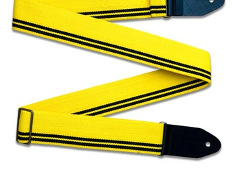 Yellow and Black Racing Stripe Heavy Cotton Guitar and Bass Adjustable Strap