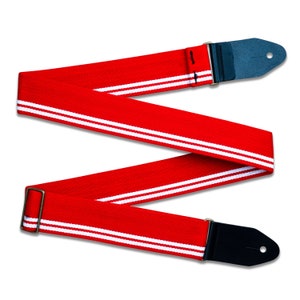 Red and White Racing Stripe Heavy Cotton Guitar and Bass Adjustable Strap