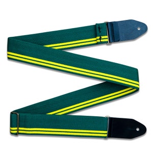 Green and Yellow Racing Stripe Heavy Cotton Guitar and Bass Adjustable Strap