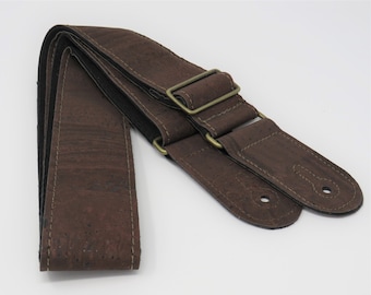 Electric and Bass Guitar Black Cork Guitar Strap Vegan Friendly for Acoustic