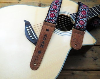Tracolla per chitarra vegana personalizzata / Regalo per chitarrista / Regalo per bassista / Tracolla per chitarra intrecciata / Tracolla per chitarra personalizzata