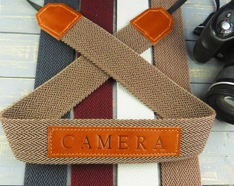 Personalised Tweed Camera Strap / Padded Camera Strap / Camera Gift / Custom Camera Shoulder or Neck strap for DSLR