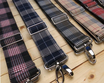 Correa de repuesto ajustable para bolso o cartera tipo bandolera de estilo tweed retro a cuadros