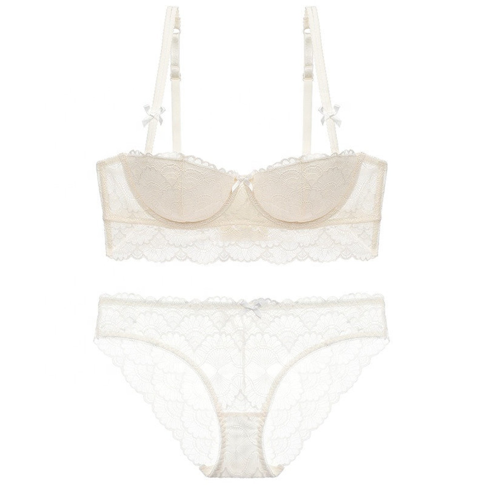 Bra and Panties Set Embroidered Lace Bra Half Cup Etsy