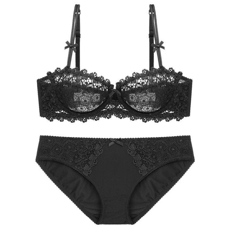Bra & Panties Set Black Lace Lingerie Set Etsy UK