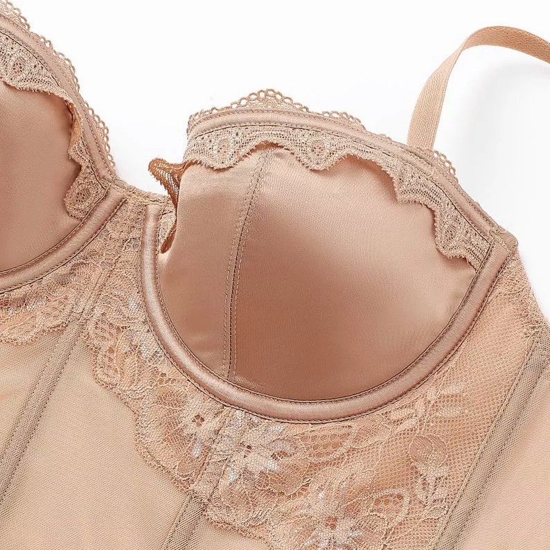 Satin Corset Bra Top & Panties Set Longline Bustier Etsy