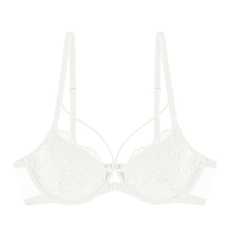 White Caged Bra Top & Panty Set Three Quarter Padded Bra Flower Embroidered  Lace French Bra Sexy Lingerie White Lace Strappy Bra Plunge Bra 