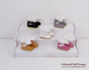 Bottes en fourrure de style Ugg pour poupée Fashion Friend rouge rubis