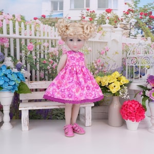 Pink Flowerburst - dress with sandals for Ruby Red Siblies doll