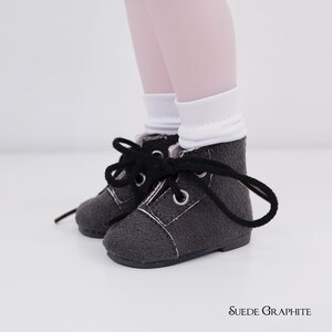 Ankle lace up boots for Ruby Red Fashion Friend doll - Neutrals Suede Graphite