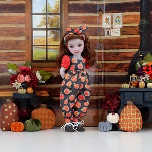 Argyle Pumpkin - romper with boots for Ruby Red Fashion Friends doll