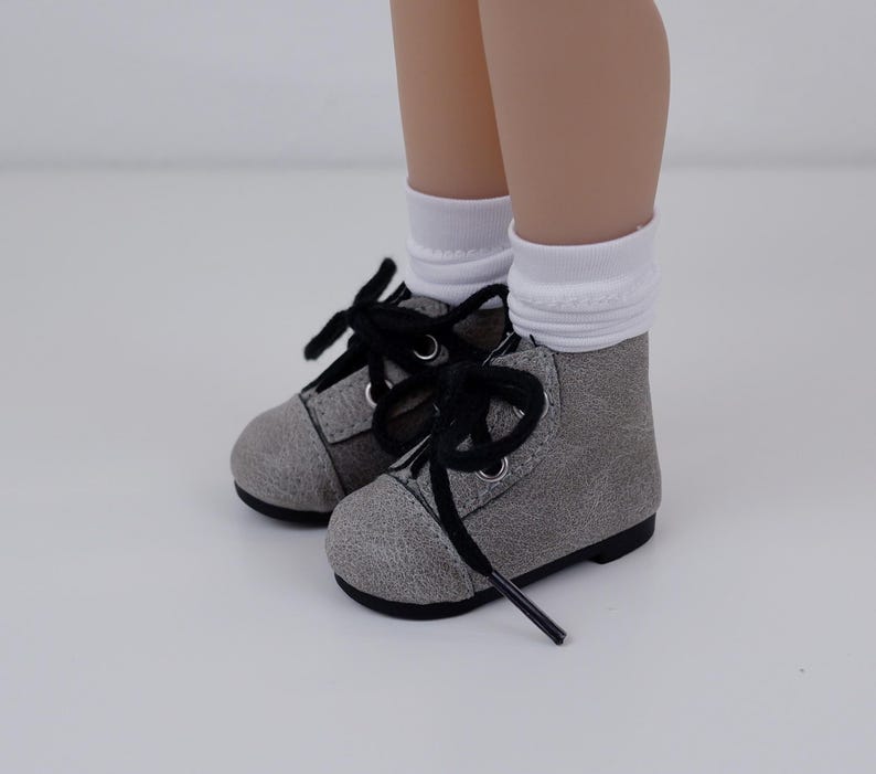 Ankle lace up boots for Ruby Red Fashion Friend doll - Neutrals Weathered Grey