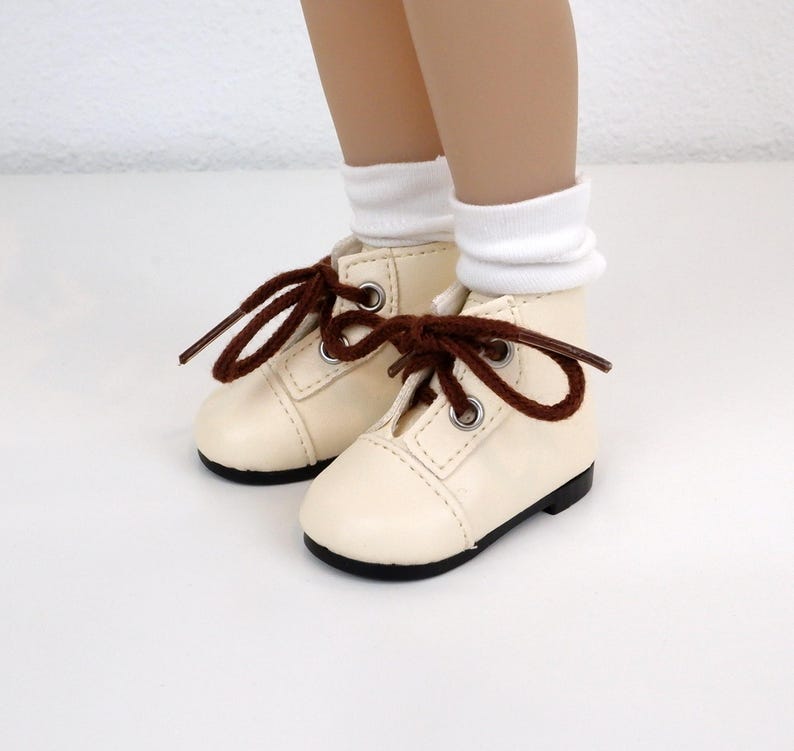 Ankle lace up boots for Ruby Red Fashion Friend doll - Neutrals Ivory