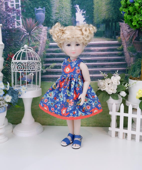Floral Teacup - dress with sandals for Ruby Red Siblies doll