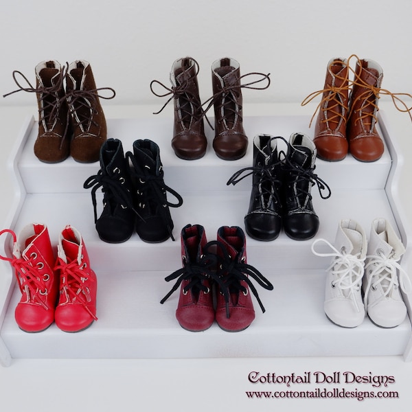 Mid-calf lace up boots for Ruby Red Fashion Friend doll