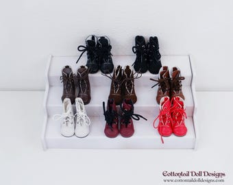 Mid-calf lace up boots for Ruby Red Fashion Friend doll
